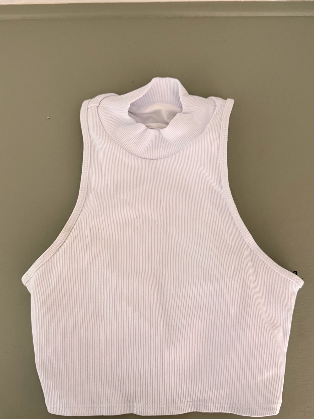 ALO Sleeveless Ribbed Mock Neck Tank Top - White